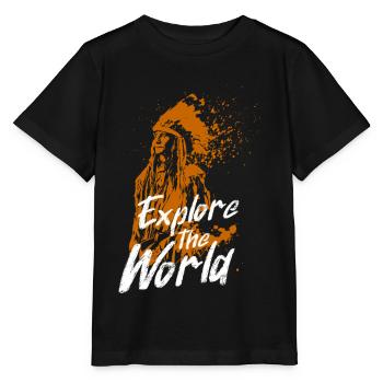 Explore the World Orange Mural with Indian - Stanley/Stella MINI CREATOR Kids’ T-Shirt - black - Front - Mikhail (115cm)