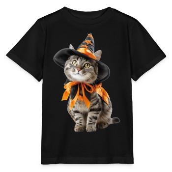 Déguisement de sorcier sorcier chat Halloween - T-shirt bio MINI CREATOR Stanley/Stella Enfant - noir - Devant - Mikhail (115cm)