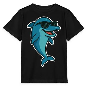 Delfin mit Sonnebrille - Stanley/Stella Kinder T-Shirt MINI CREATOR  - Schwarz - Vorne - Mikhail (115cm)