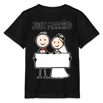 Panneau de dessins animés du couple de mariés - T-shirt bio MINI CREATOR Stanley/Stella Enfant - noir - Devant - Mikhail (115cm)