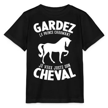 Gardez Le Prince Charmant Je Veux Juste Son Cheval - T-shirt bio MINI CREATOR Stanley/Stella Enfant - noir - Devant - Mikhail (115cm)