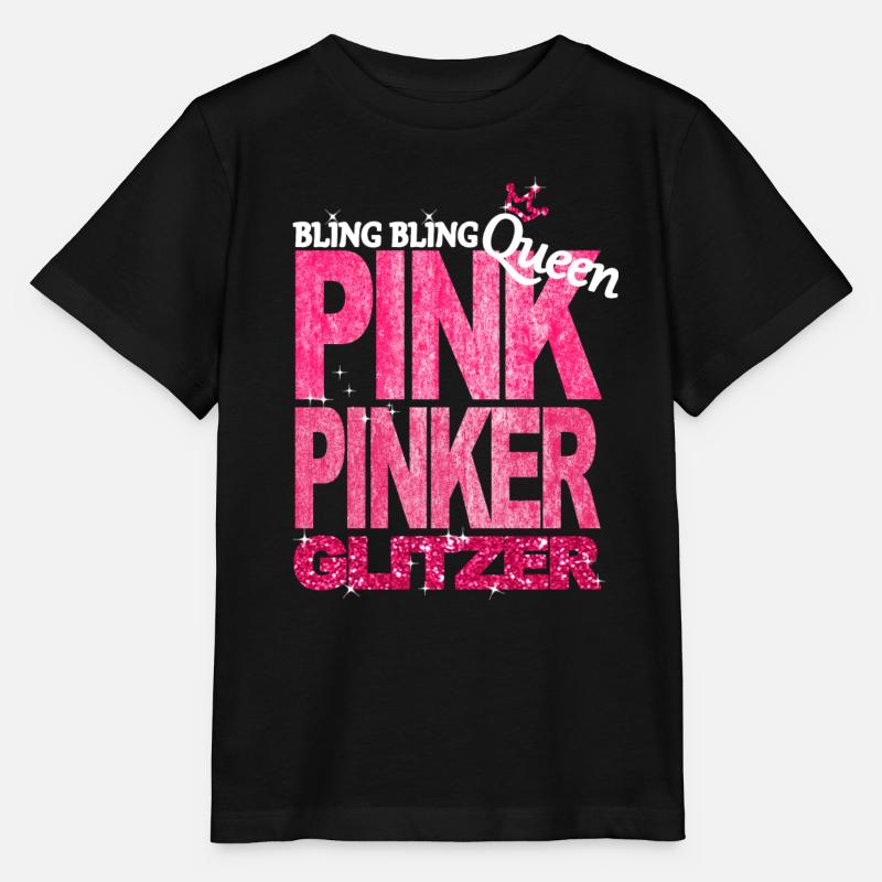Bling Queen Pink Glitzer Prinzessin Geburtstag - Stanley/Stella Kinder T-Shirt MINI CREATOR  - Schwarz