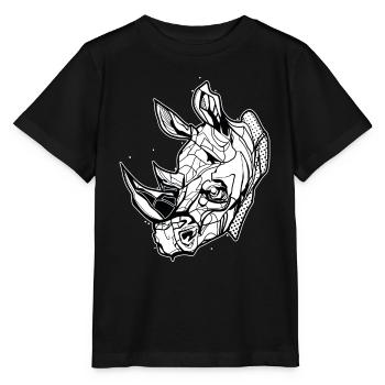 Nashorn // Ilustration // Dickhäuter - Stanley/Stella Kinder T-Shirt MINI CREATOR  - Schwarz - Vorne - Mikhail (115cm)