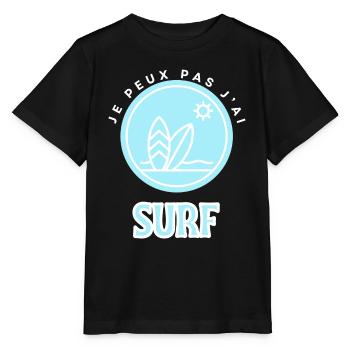 Je peux pas j'ai surf - T-shirt bio MINI CREATOR Stanley/Stella Enfant - noir - Devant - Mikhail (115cm)