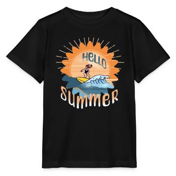 Hello Summer Surfing Surfboard Woman Summer Vacation - Stanley/Stella MINI CREATOR Kids’ T-Shirt - black - Front - Mikhail (115cm)