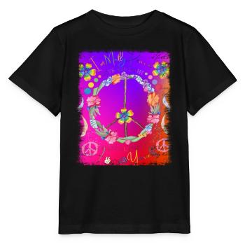 Hippie soul groovy Heure d’été Bonnes vibrations 70s 80s - T-shirt bio MINI CREATOR Stanley/Stella Enfant - noir - Devant - Mikhail (115cm)