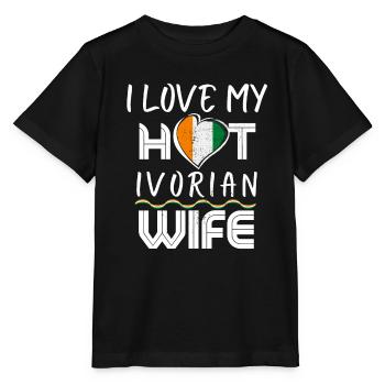 Funny I Love My Hot Ivorian Wife Husband - Stanley/Stella Kinder T-Shirt MINI CREATOR  - Schwarz - Vorne - Mikhail (115cm)