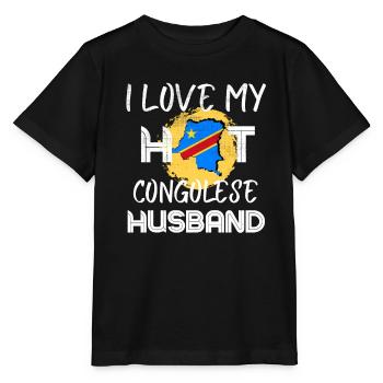 Funny Congolese Husband Congo Proud Wife - Stanley/Stella Kinder T-Shirt MINI CREATOR  - Schwarz - Vorne - Mikhail (115cm)
