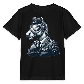 Cute Horse Pilot - Stanley/Stella MINI CREATOR Kids’ T-Shirt - black - Front - Mikhail (115cm)