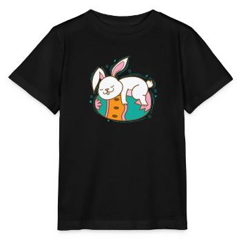 Osterhase auf Osterei Frühling - Stanley/Stella Kinder T-Shirt MINI CREATOR  - Schwarz - Vorne - Mikhail (115cm)