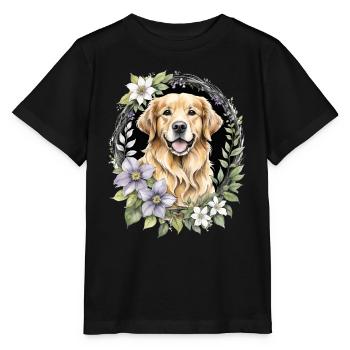 Golden retriever - T-shirt bio MINI CREATOR Stanley/Stella Enfant - noir - Devant - Mikhail (115cm)