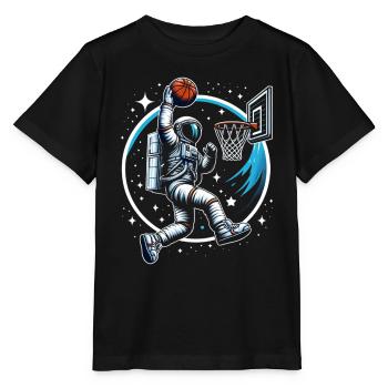 Astronaute faisant du slam dunk basketball - T-shirt bio MINI CREATOR Stanley/Stella Enfant - noir - Devant - Mikhail (115cm)
