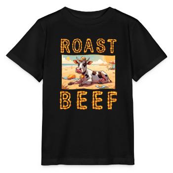 Rôti de bœuf Vache Vacances Plage Bain de soleil Rôti de bœuf - T-shirt bio MINI CREATOR Stanley/Stella Enfant - noir - Devant - Mikhail (115cm)