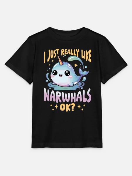 Narwhal Chibi Kawaii - Stanley/Stella Kinder T-Shirt MINI CREATOR - Schwarz