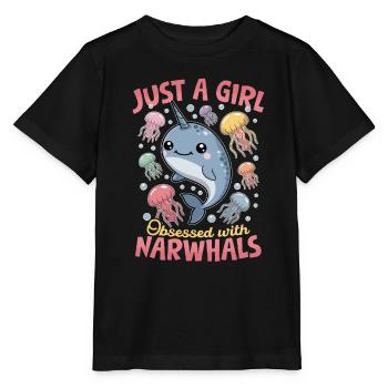 Narval Chibi Kawaii - T-shirt bio MINI CREATOR Stanley/Stella Enfant - noir - Devant - Mikhail (115cm)