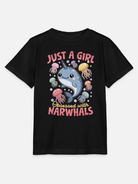 Narwhal Chibi Kawaii - Stanley/Stella Kinder T-Shirt MINI CREATOR - Schwarz