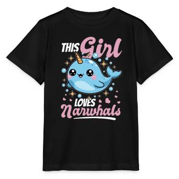 Narwhal Chibi Kawaii - Stanley/Stella Kinder T-Shirt MINI CREATOR  - Schwarz - Vorne - Mikhail (115cm)