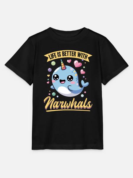 Narwhal Chibi Kawaii - Stanley/Stella Kinder T-Shirt MINI CREATOR - Schwarz