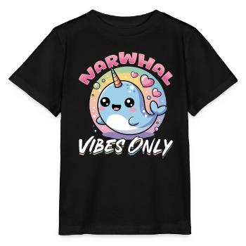 Narwhal Chibi Kawaii - Stanley/Stella MINI CREATOR Kids’ T-Shirt - black - Front - Mikhail (115cm)