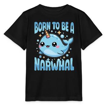 Narwhal Chibi Kawaii - Stanley/Stella Kinder T-Shirt MINI CREATOR  - Schwarz - Vorne - Mikhail (115cm)