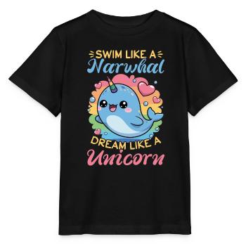 Narwhal Chibi Kawaii - Stanley/Stella Kinder T-Shirt MINI CREATOR  - Schwarz - Vorne - Mikhail (115cm)