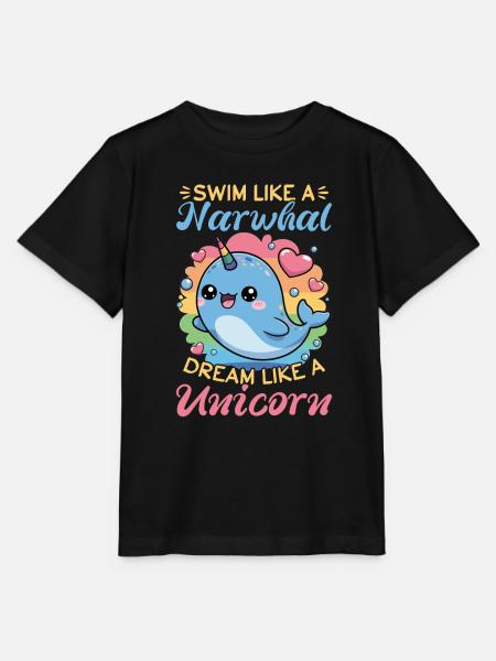 Narwhal Chibi Kawaii - Stanley/Stella Kinder T-Shirt MINI CREATOR  - Schwarz