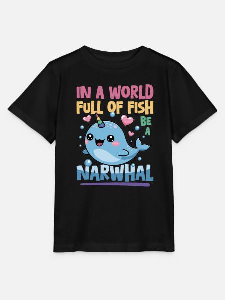 Narwhal Chibi Kawaii - Stanley/Stella Kinder T-Shirt MINI CREATOR  - Schwarz