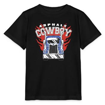 Asphalt Cowboy Lkw-Fahrer Leidenschaft Freiheit - Stanley/Stella Kinder T-Shirt MINI CREATOR  - Schwarz - Vorne - Mikhail (115cm)