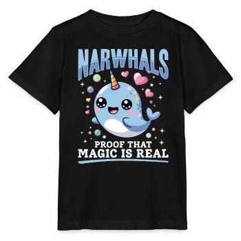 Narval Chibi Kawaii - T-shirt bio MINI CREATOR Stanley/Stella Enfant - noir - Devant - Mikhail (115cm)