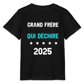 grand frère 2025 qui déchire annonce grossesse - T-shirt bio MINI CREATOR Stanley/Stella Enfant - noir - Devant - Mikhail (115cm)