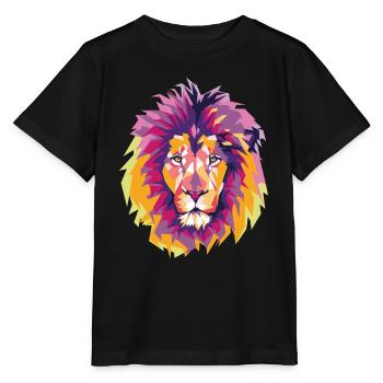 Bunte Löwen Pop Art Zeichentrick Zeichnung - Stanley/Stella Kinder T-Shirt MINI CREATOR  - Schwarz - Vorne - Mikhail (115cm)