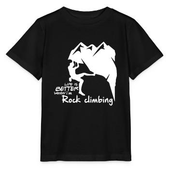 Das Leben ist besser, wenn ich Klettern bin - Stanley/Stella Kinder T-Shirt MINI CREATOR  - Schwarz - Vorne - Mikhail (115cm)