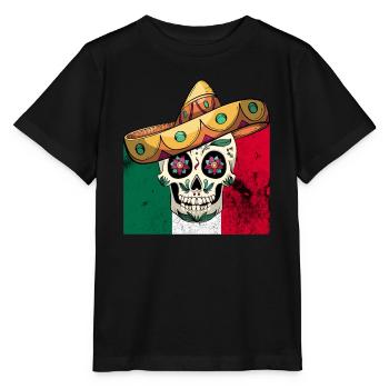 Mexikanischer Schädel - Stanley/Stella Kinder T-Shirt MINI CREATOR  - Schwarz - Vorne - Mikhail (115cm)