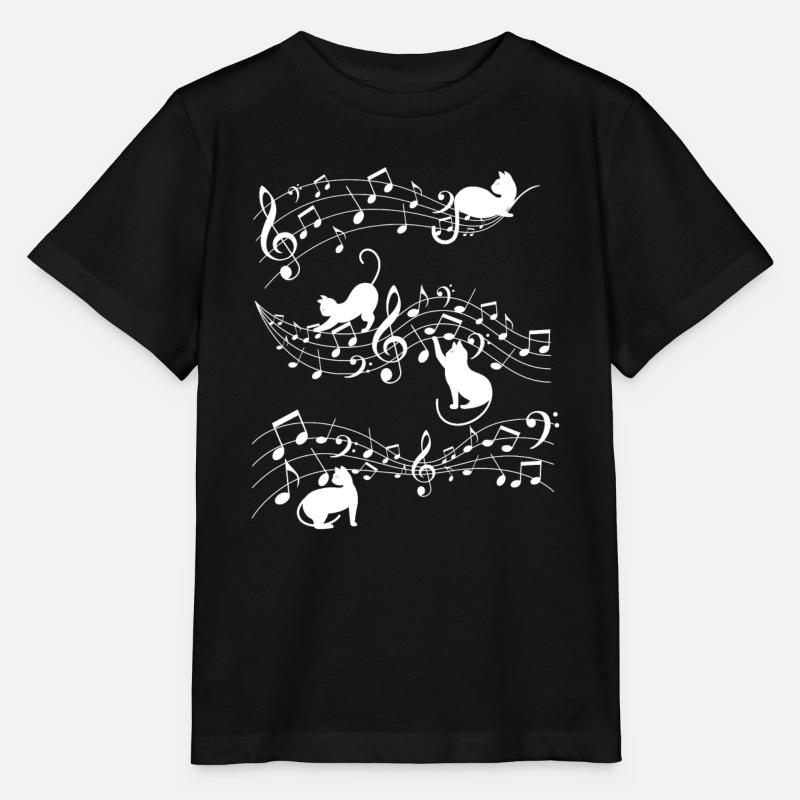 Note de musique et chat - T-shirt bio MINI CREATOR Stanley/Stella Enfant - noir