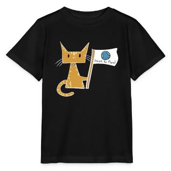 sauver la planète drapeau chat protection du climat - T-shirt bio MINI CREATOR Stanley/Stella Enfant - noir - Devant - Mikhail (115cm)