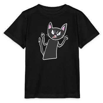 Katze Symbol Tier grau wut wütend - Stanley/Stella Kinder T-Shirt MINI CREATOR  - Schwarz - Vorne - Mikhail (115cm)