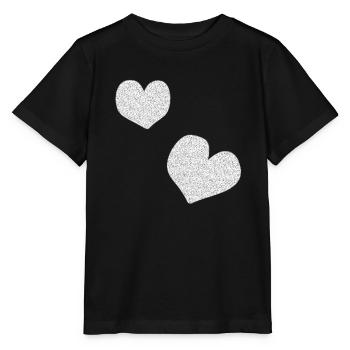 zwei rosa herzen glitzer herz - Stanley/Stella Kinder T-Shirt MINI CREATOR  - Schwarz - Vorne - Mikhail (115cm)