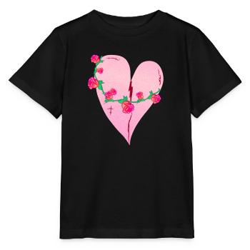 herz rosen narben rosa symbol - Stanley/Stella Kinder T-Shirt MINI CREATOR  - Schwarz - Vorne - Mikhail (115cm)