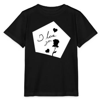 Je t’aime Symbole forme fleur - T-shirt bio MINI CREATOR Stanley/Stella Enfant - noir - Devant - Mikhail (115cm)