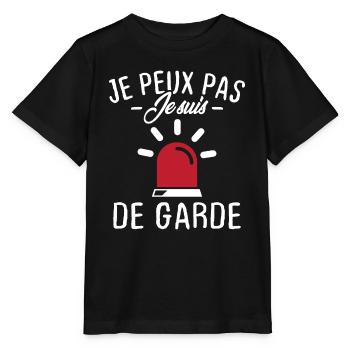 Je peux pas je suis de garde - T-shirt bio MINI CREATOR Stanley/Stella Enfant - noir - Devant - Mikhail (115cm)