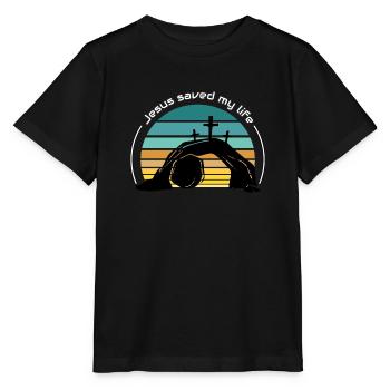 Jésus m’a sauvé la vie - T-shirt bio MINI CREATOR Stanley/Stella Enfant - noir - Devant - Mikhail (115cm)