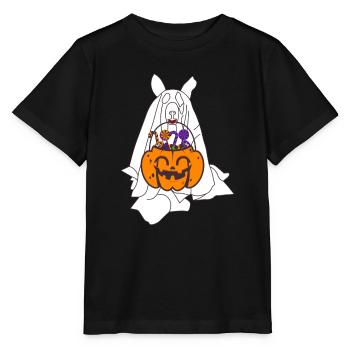 Husky Geist Kürbislaterne Halloween - Stanley/Stella Kinder T-Shirt MINI CREATOR  - Schwarz - Vorne - Mikhail (115cm)