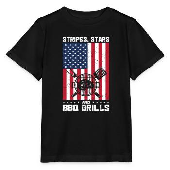 USA Unabhängigkeit Barbecue Amerikanische Flagge - Stanley/Stella Kinder T-Shirt MINI CREATOR  - Schwarz - Vorne - Mikhail (115cm)