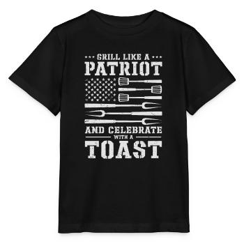 USA Unabhängigkeit Barbecue Amerikanische Flagge - Stanley/Stella Kinder T-Shirt MINI CREATOR  - Schwarz - Vorne - Mikhail (115cm)