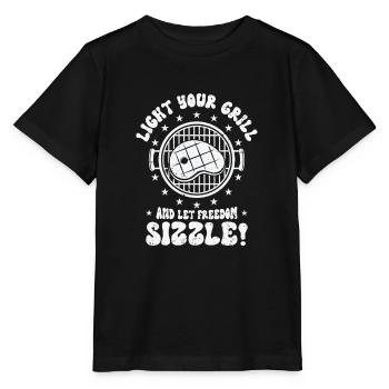 USA Unabhängigkeit Barbecue Amerikanische Flagge - Stanley/Stella Kinder T-Shirt MINI CREATOR  - Schwarz - Vorne - Mikhail (115cm)
