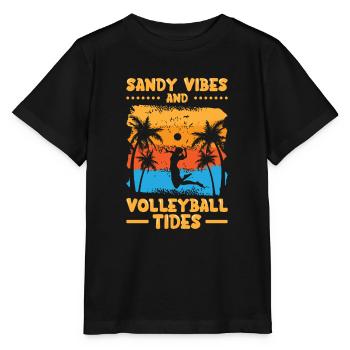 Volleyball Tropical Sommersport Volleyballspieler - Stanley/Stella Kinder T-Shirt MINI CREATOR  - Schwarz - Vorne - Mikhail (115cm)