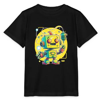 Retro Robot Cute Technologie d’ingénieur robotique mignon - T-shirt bio MINI CREATOR Stanley/Stella Enfant - noir - Devant - Mikhail (115cm)