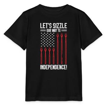 USA Unabhängigkeit Barbecue Amerikanische Flagge - Stanley/Stella Kinder T-Shirt MINI CREATOR  - Schwarz - Vorne - Mikhail (115cm)