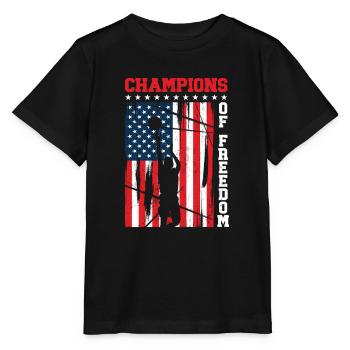 USA Unabhängigkeit Amerikanische Flagge Freiheit - Stanley/Stella Kinder T-Shirt MINI CREATOR  - Schwarz - Vorne - Mikhail (115cm)