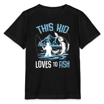Kids This Kid Loves To Fish Fishing Boys - Stanley/Stella MINI CREATOR Kids’ T-Shirt - black - Front - Mikhail (115cm)
